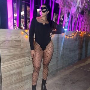 Black thong body suit